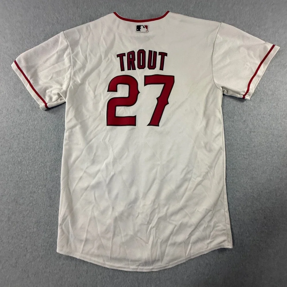 Nike Los Angeles Angels Mike Trout 27 Jersey XL 18/20 White MLB Baseball Youth